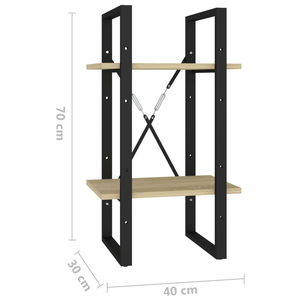 Bookcase 2 compartments Sonoma oak 40x30x70 cm wood material