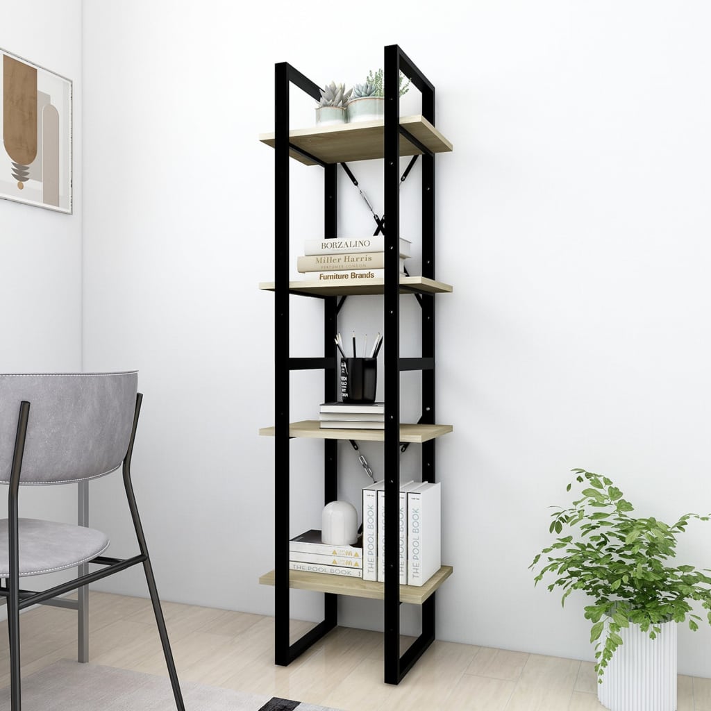 Bookcase 4 compartments Sonoma oak 40x30x140 cm wood material