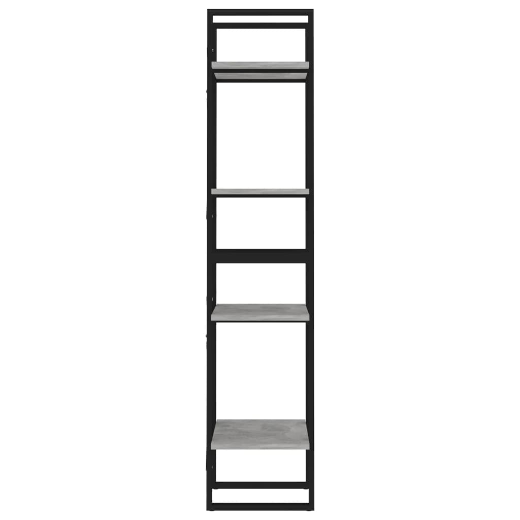 Bookcase 4 compartments concrete grey 40x30x140 cm wood material