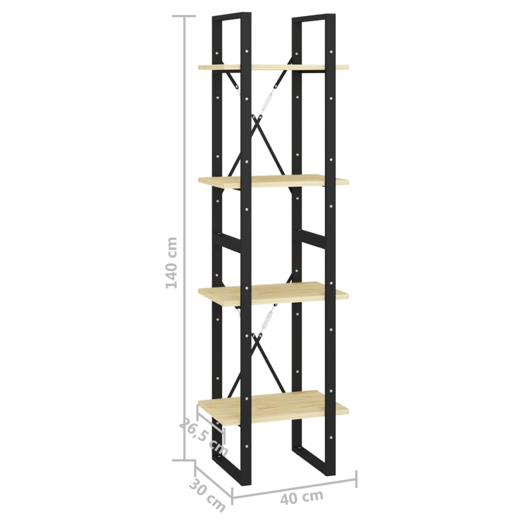 Bookcase 4 shelves 40x30x140 cm solid pine wood