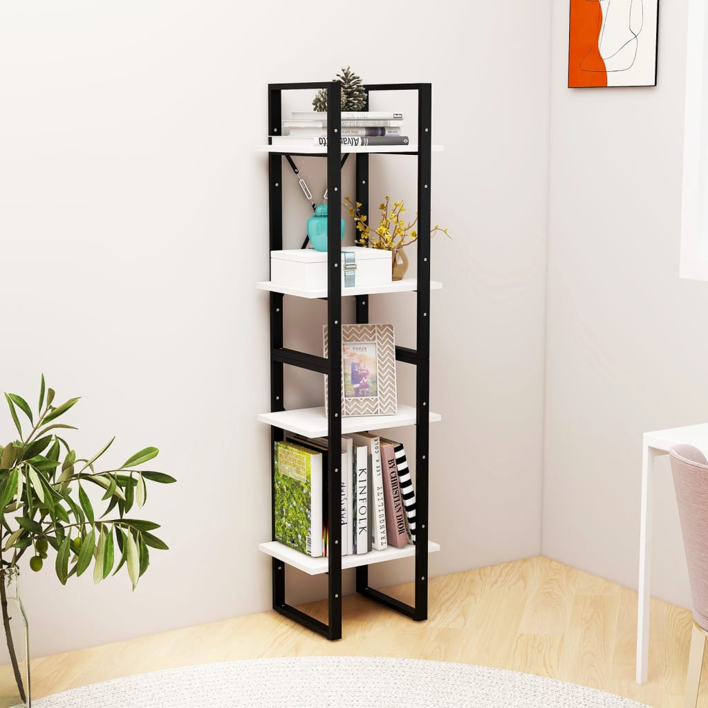 Bookcase 4 Shelves White 40x30x140 cm Solid Pine