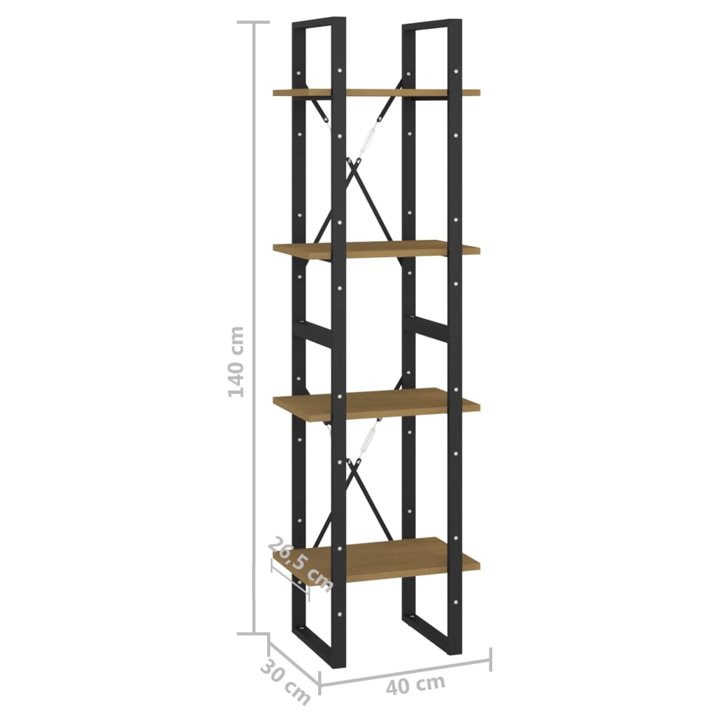 Bookcase 4 compartments 40x30x140 cm solid pine wood