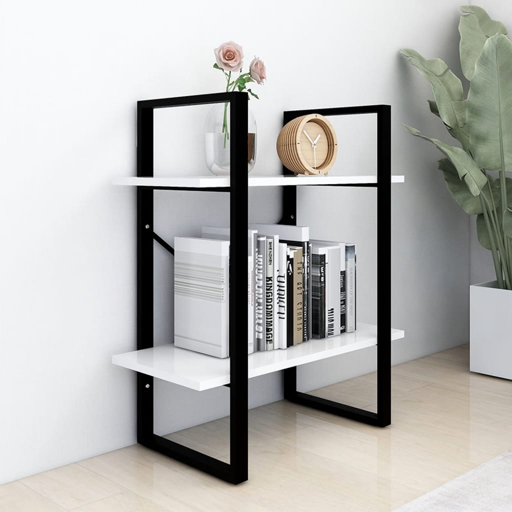 Bookcase 2 Compartments White 60x30x70 cm Wood Material