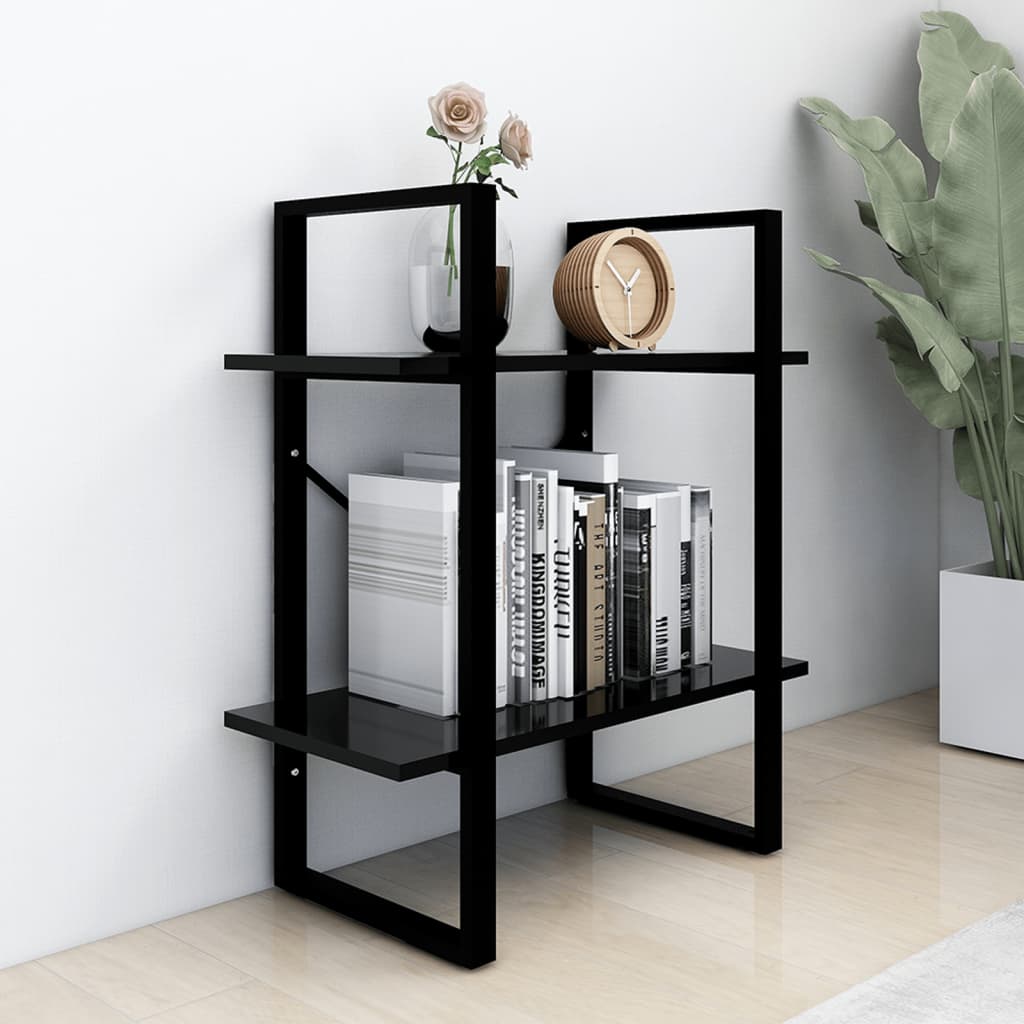 Bookcase 2 Compartments Black 60x30x70 cm Wood Material