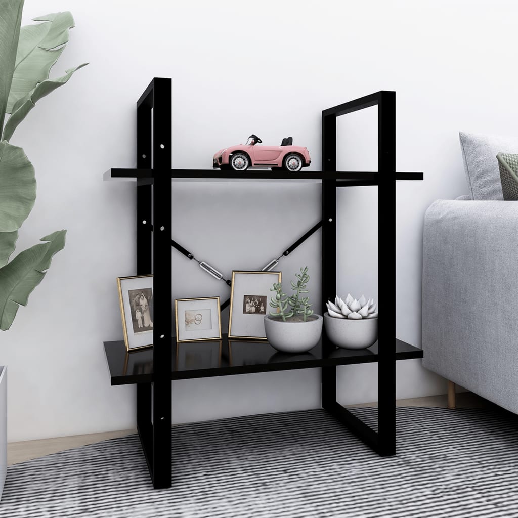 Bookcase 2 Compartments Black 60x30x70 cm Wood Material