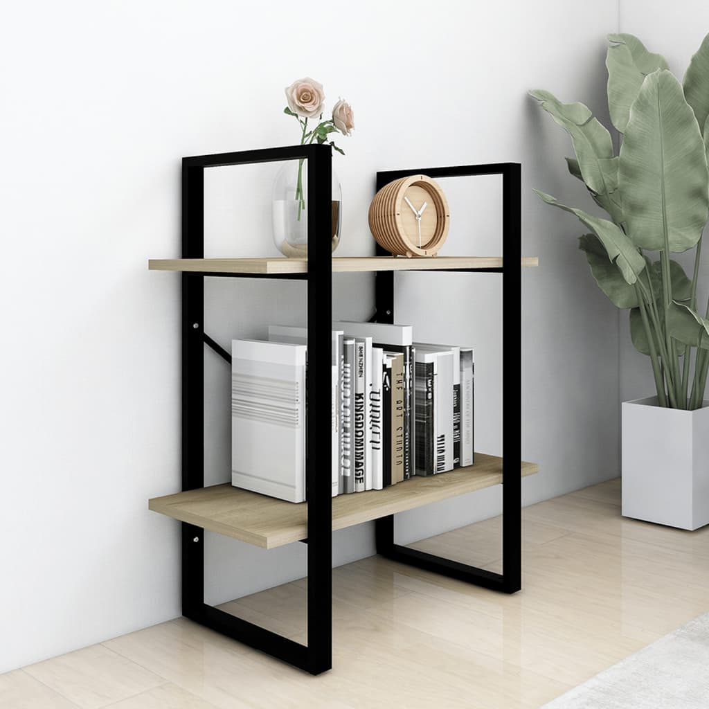 Bookcase 2 compartments Sonoma oak 60x30x70 cm wood material