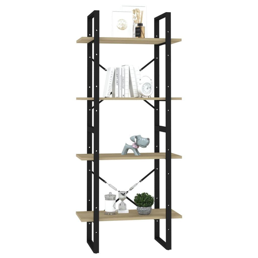 Bookcase 4 compartments Sonoma oak 60x30x140 cm wood material