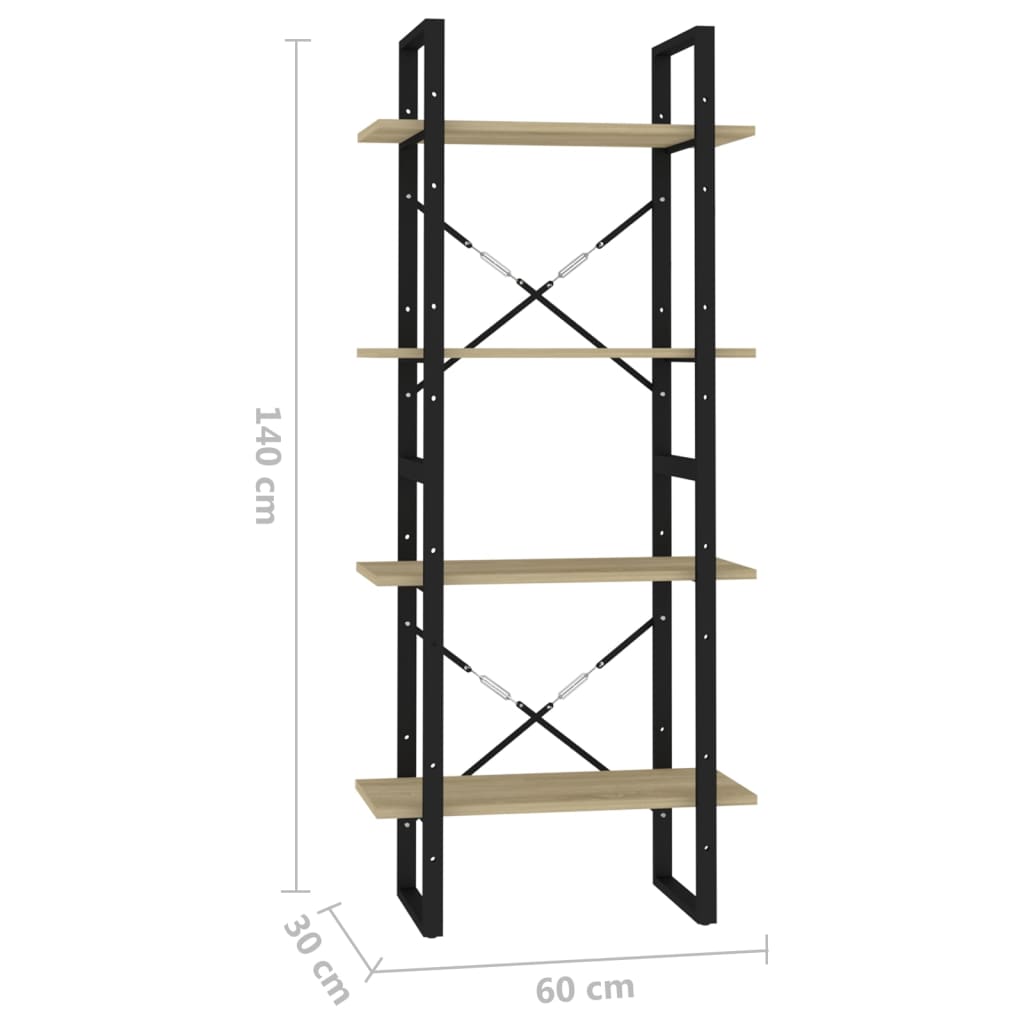 Bücherregal 4 Fächer Sonoma-Eiche 60x30x140 cm Holzwerkstoff