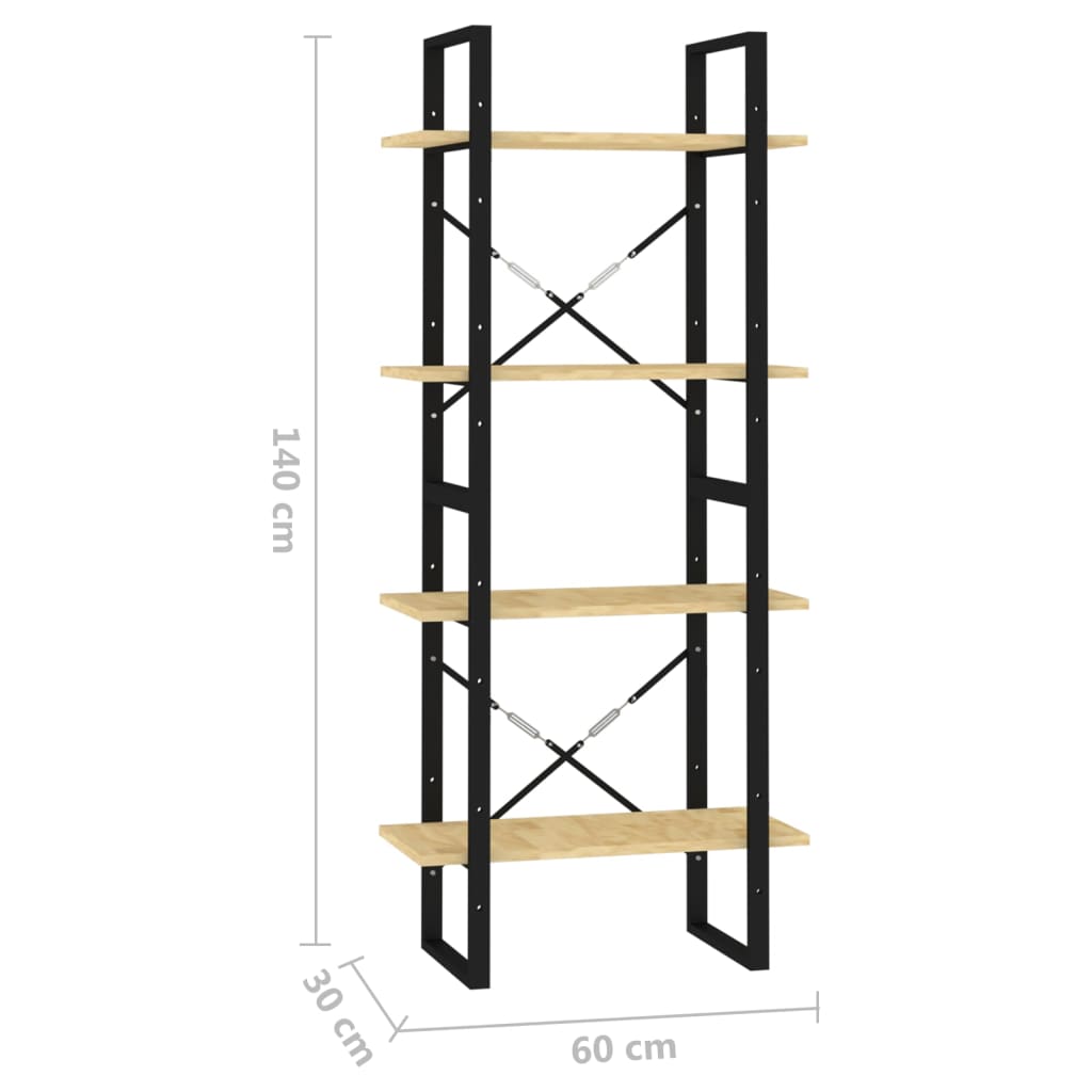 Bookcase 4 shelves 60x30x140 cm solid pine wood