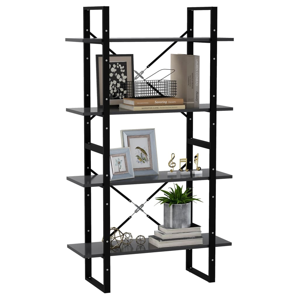 Bookcase 4 Compartments Grey 80x30x140 cm Wood Material