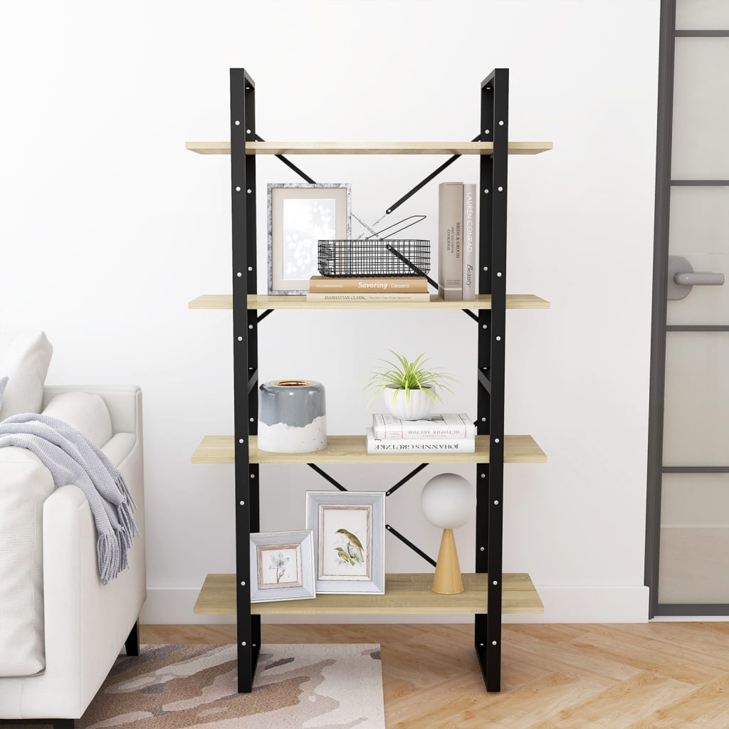 Bookcase 4 compartments Sonoma oak 80x30x140 cm wood material