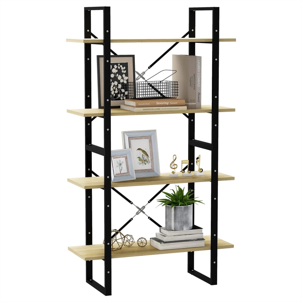 Bookcase 4 compartments Sonoma oak 80x30x140 cm wood material