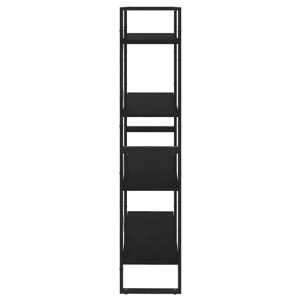 Bookcase 4 Shelves Black 80x30x140 cm Solid Pine