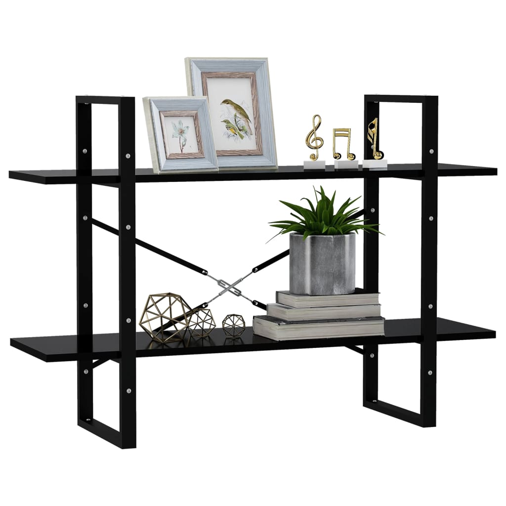 Bookcase 2 Compartments Black 100x30x70 cm Wood Material