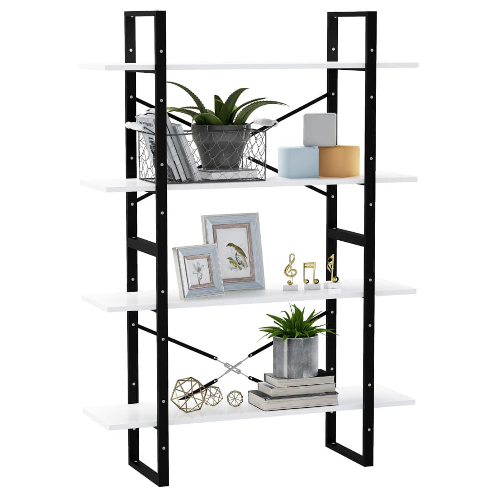 Bookcase 4 Compartments White 100x30x140 cm Wood Material