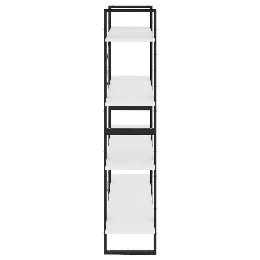 Bookcase 4 Compartments White 100x30x140 cm Wood Material