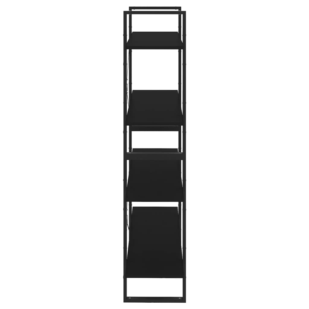 Bookcase 4 Compartments Black 100x30x140 cm Wood Material