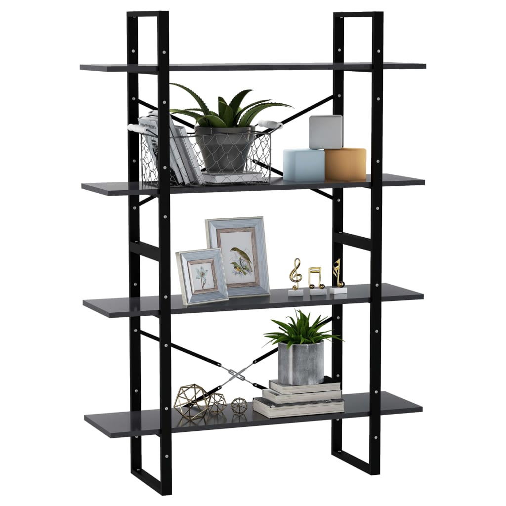 Bookcase 4 Compartments Grey 100x30x140 cm Wood Material