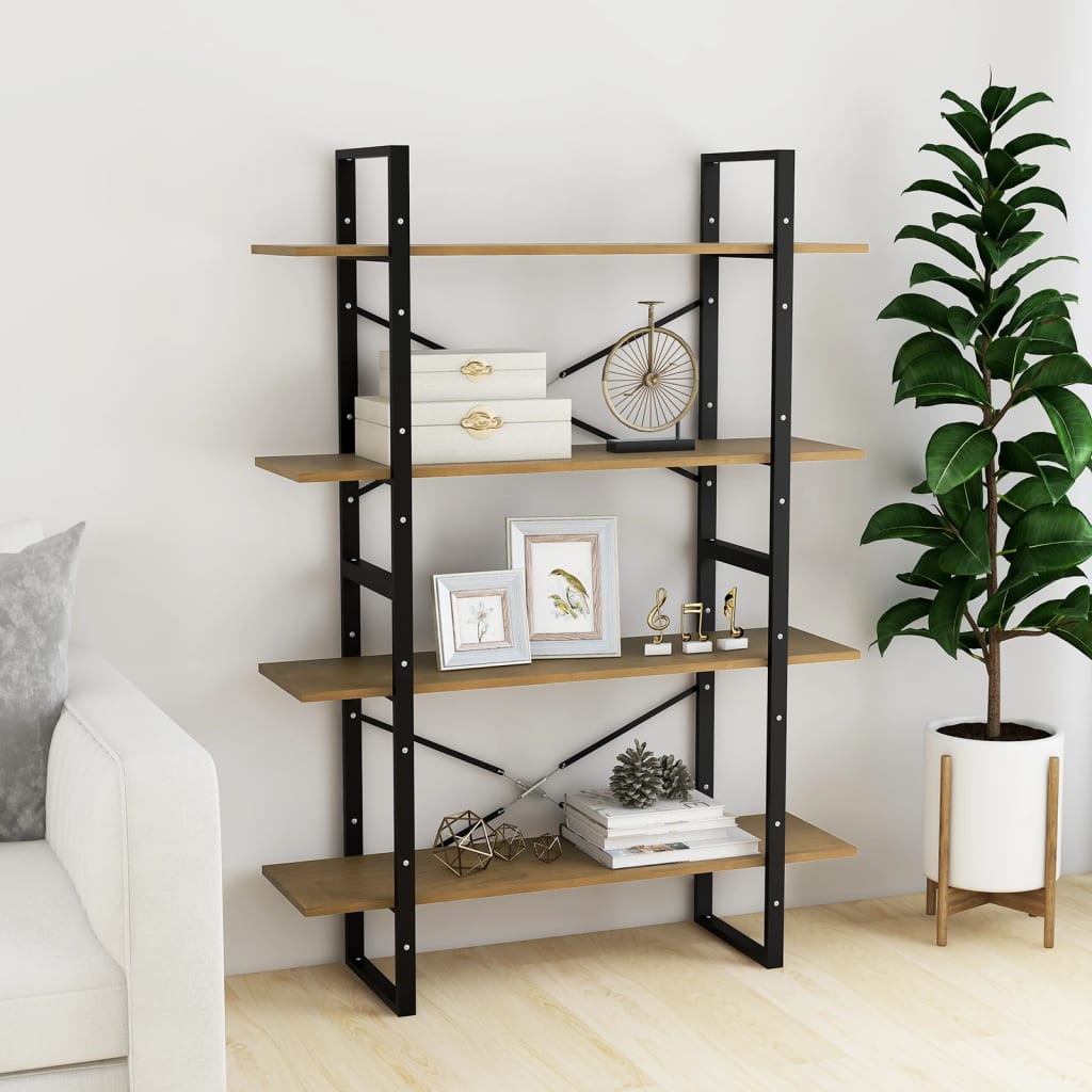 Bookcase 4 compartments 100x30x140 cm solid pine wood