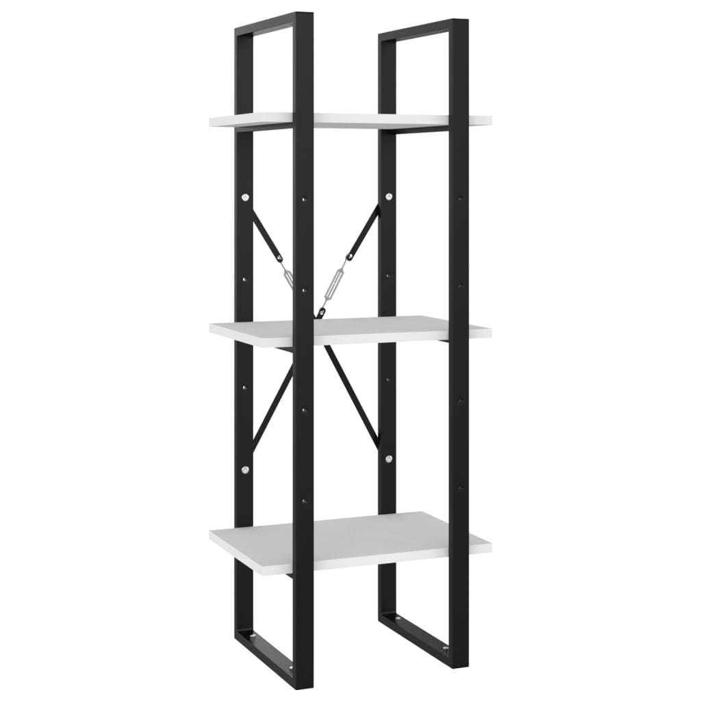 Bookcase 3 Compartments White 40x30x105 cm Wood Material