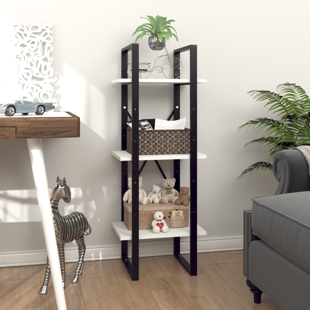 Bookcase 3 Compartments White 40x30x105 cm Wood Material