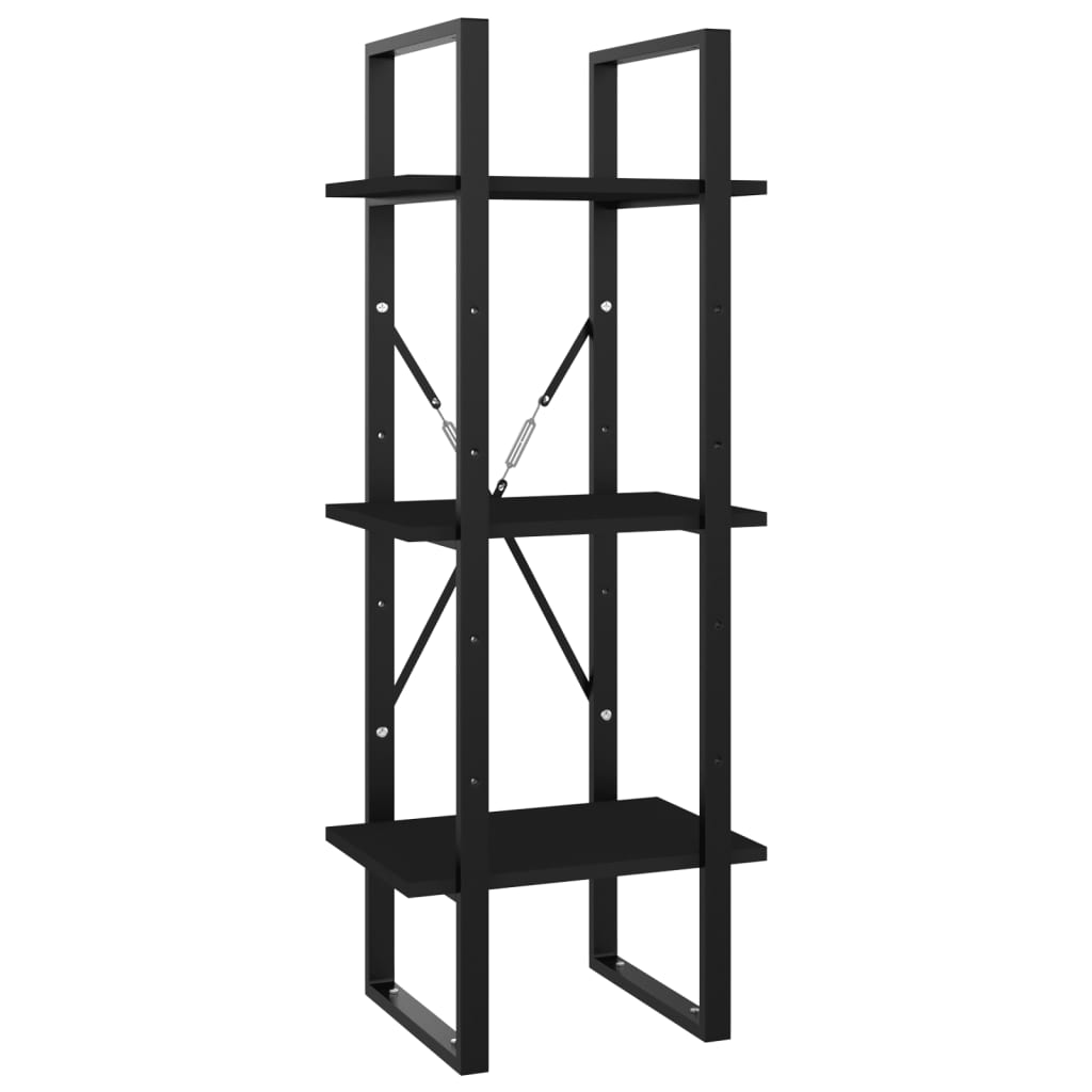 Bookcase 3 Compartments Black 40x30x105 cm Wood Material