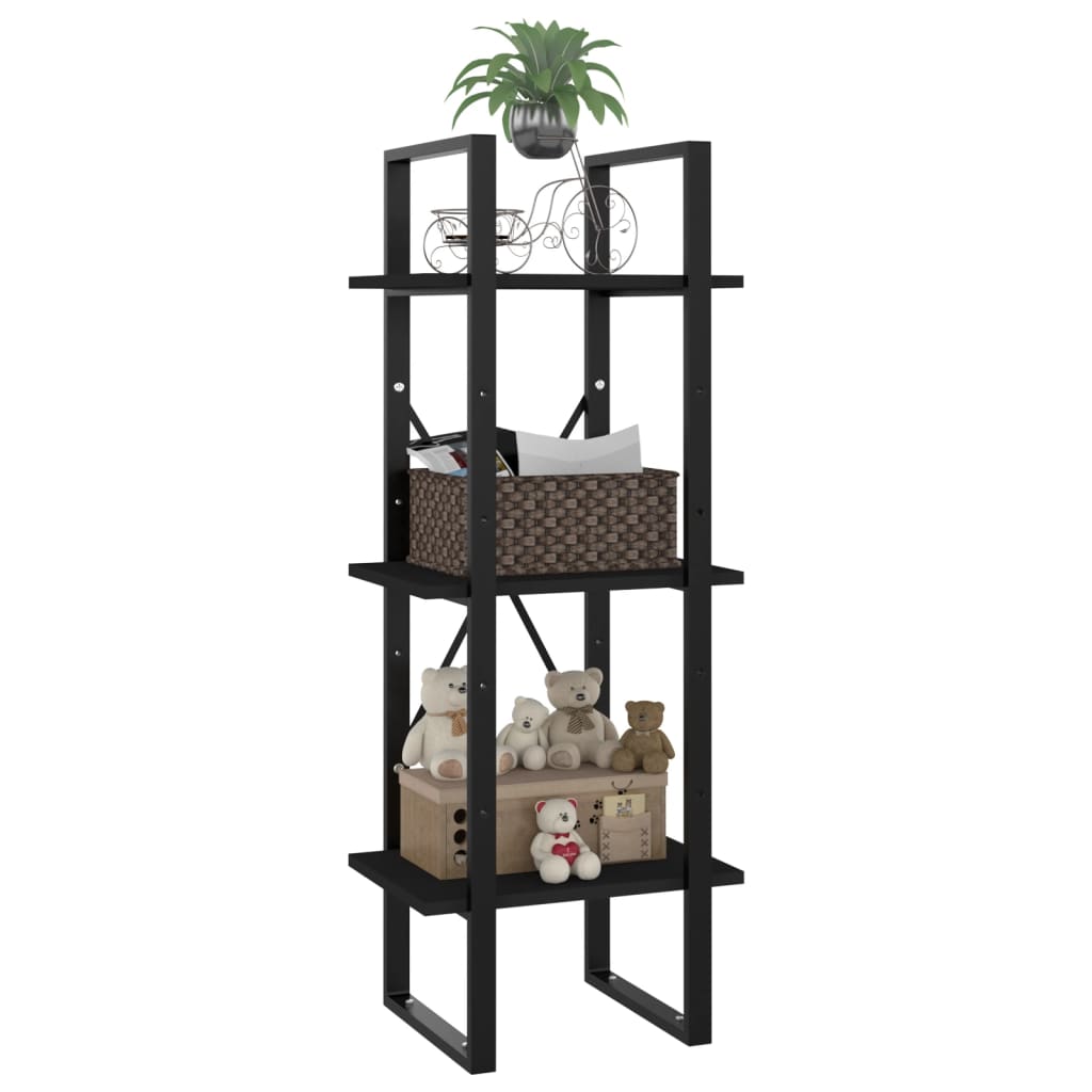 Bookcase 3 Compartments Black 40x30x105 cm Wood Material