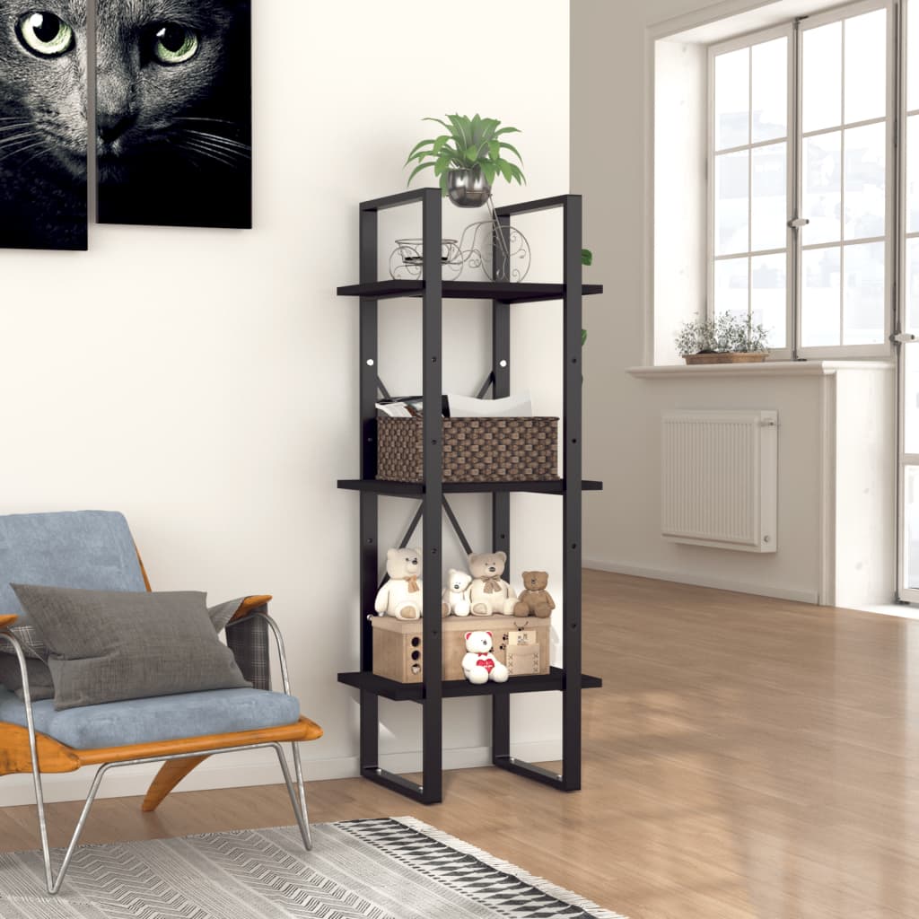 Bookcase 3 Compartments Black 40x30x105 cm Wood Material