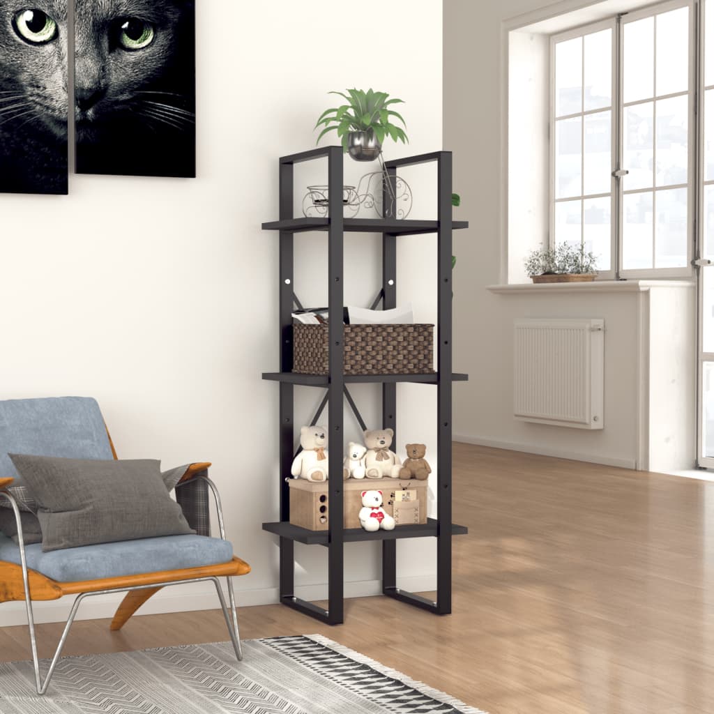 Bookcase 3 Compartments Grey 40x30x105 cm Wood Material