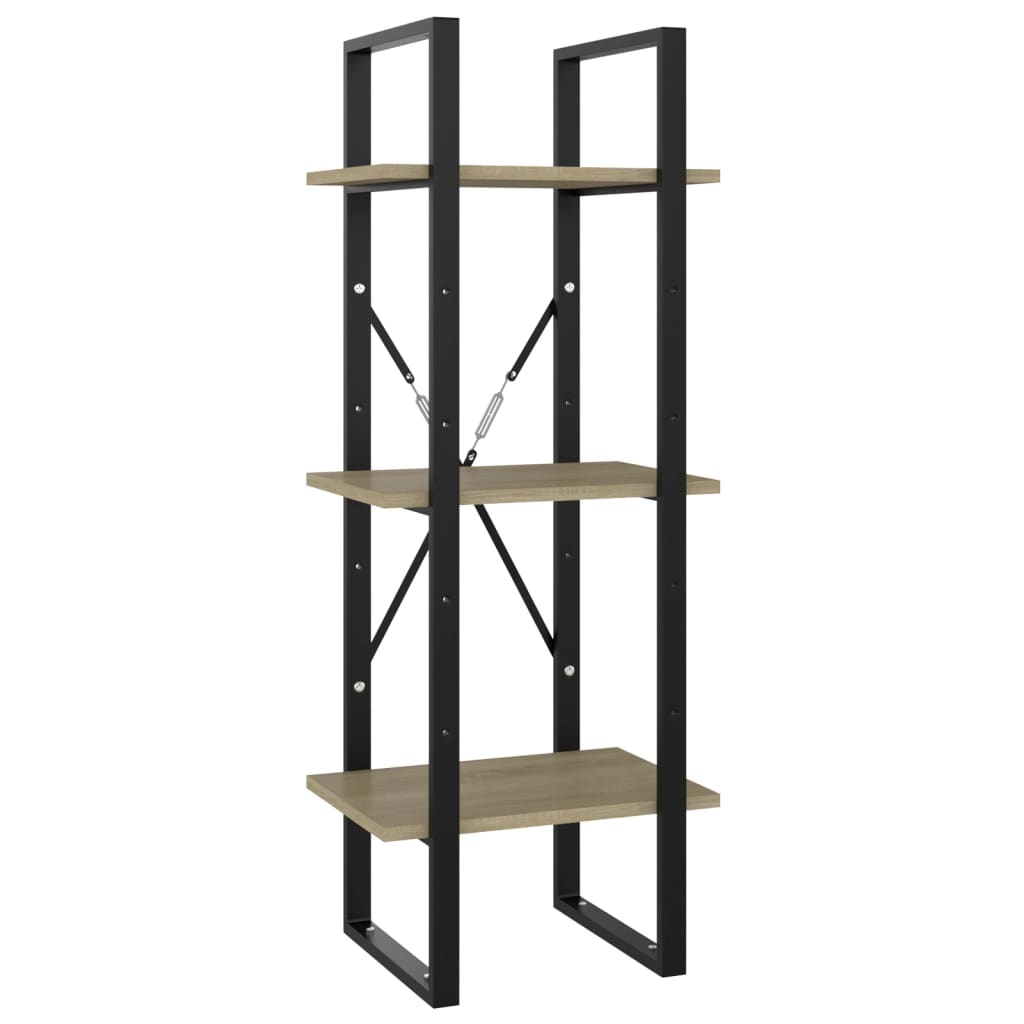 Bookcase 3 compartments Sonoma oak 40x30x105 cm wood material