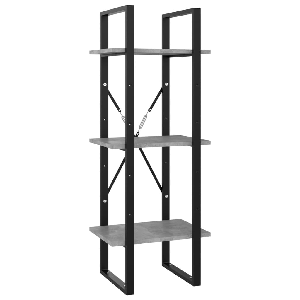 Bookcase 3 compartments concrete grey 40x30x105 cm wood material