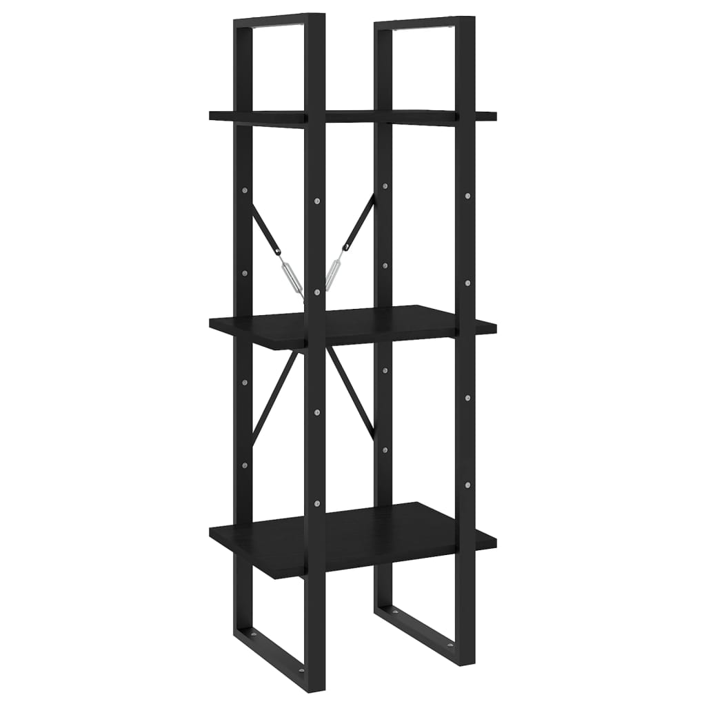 Bookcase 3 Shelves Black 40x30x105 cm Solid Pine