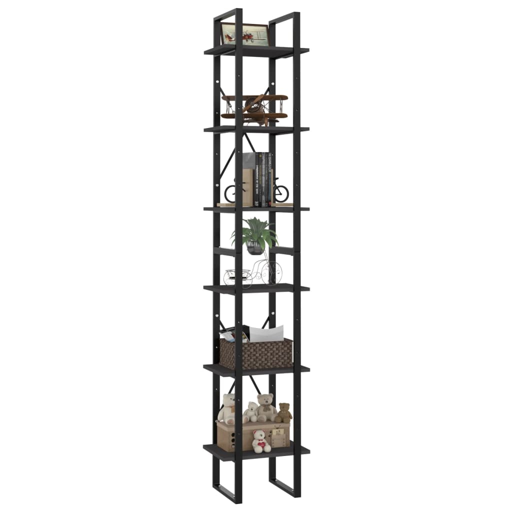 Bookcase 6 Compartments Grey 40x30x210 cm Wood Material