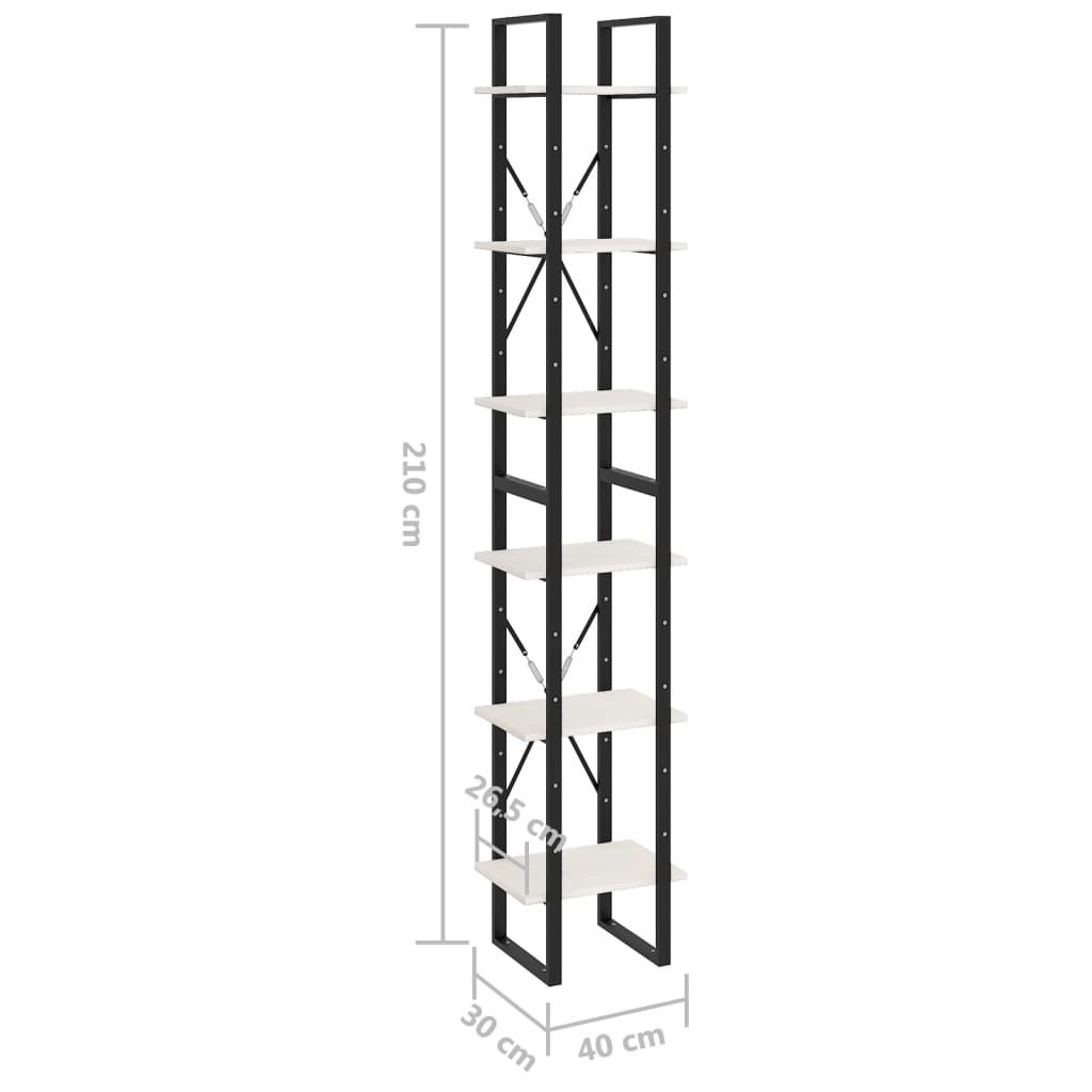 Standing Shelf High White 40x30x210 cm Solid Pine Wood