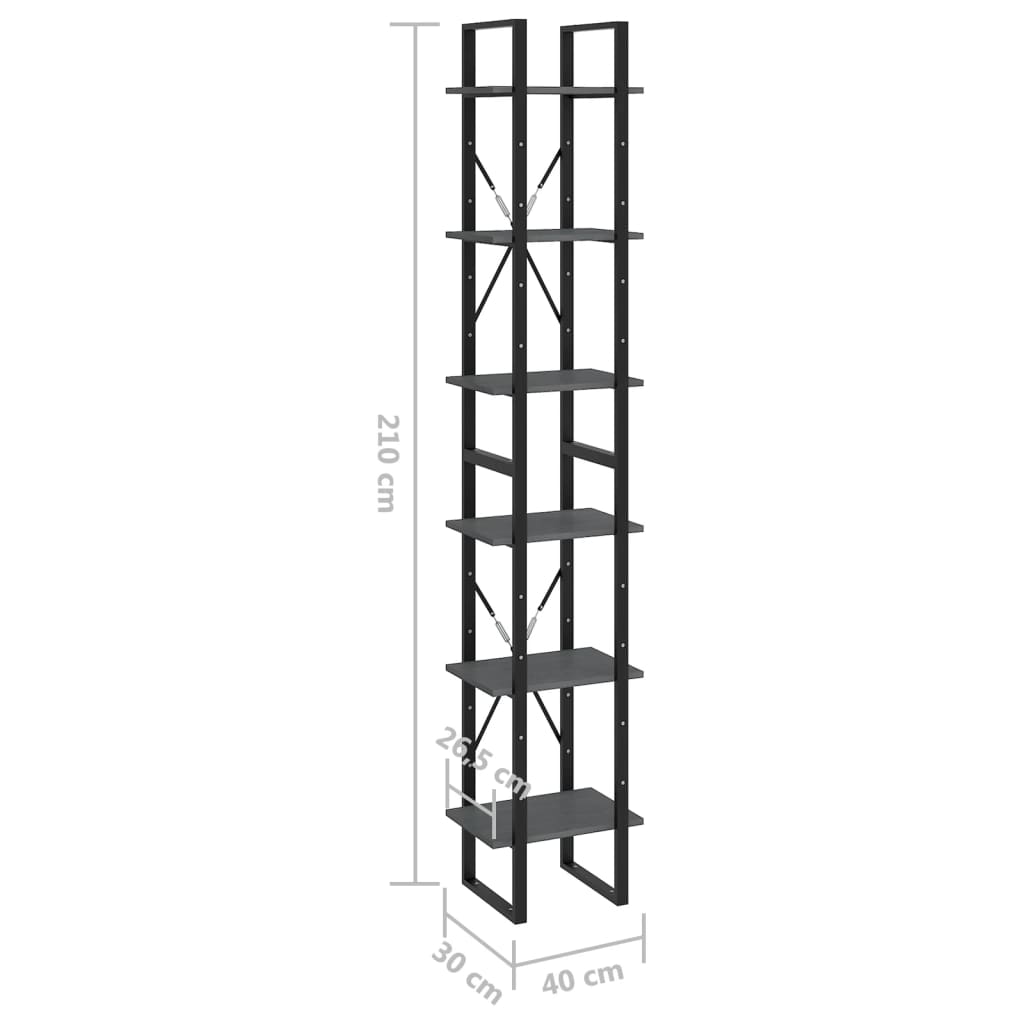 Standregal Hoch Grau 40x30x210 cm Massivholz Kiefer