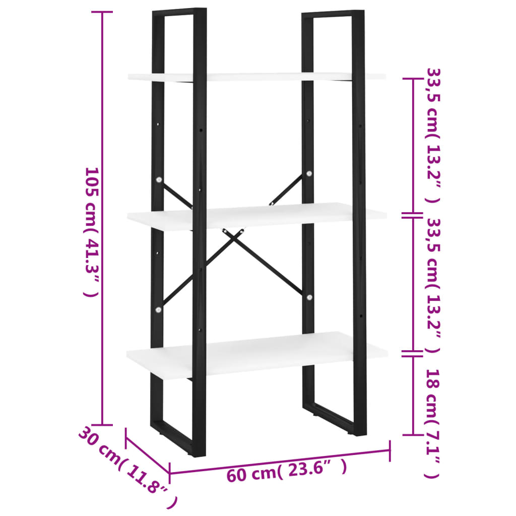 Storage Shelf White 60x30x105 cm Wood Material