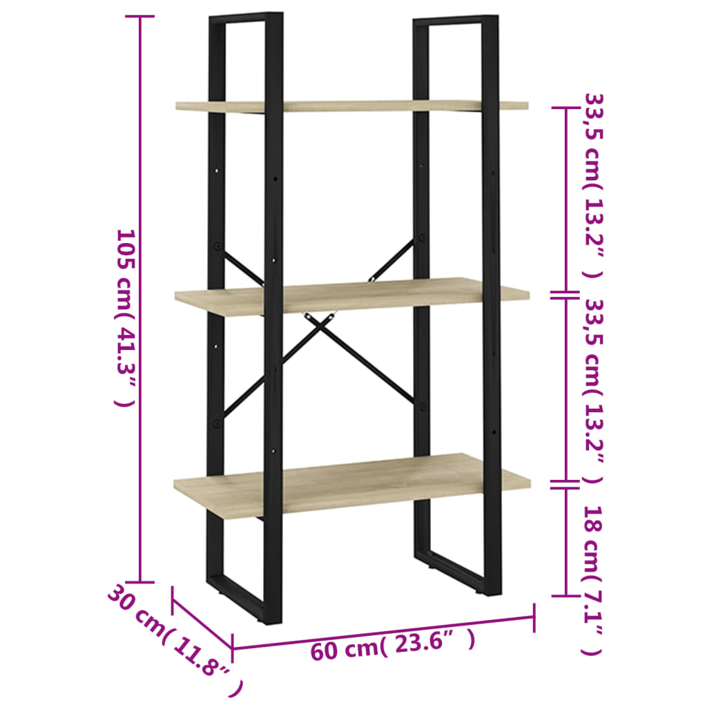 Storage shelf Sonoma oak 60x30x105 cm wood material