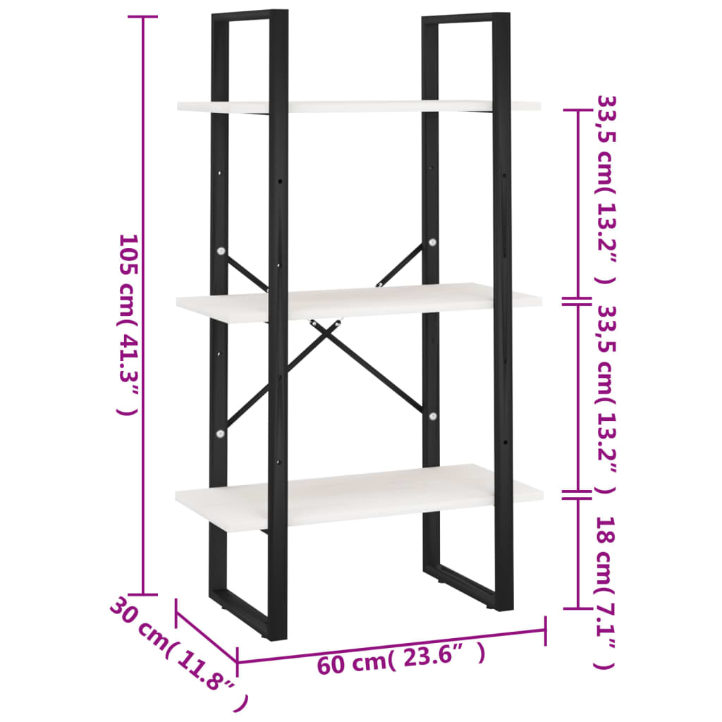 Standing Shelf White 60x30x105 cm Solid Pine Wood