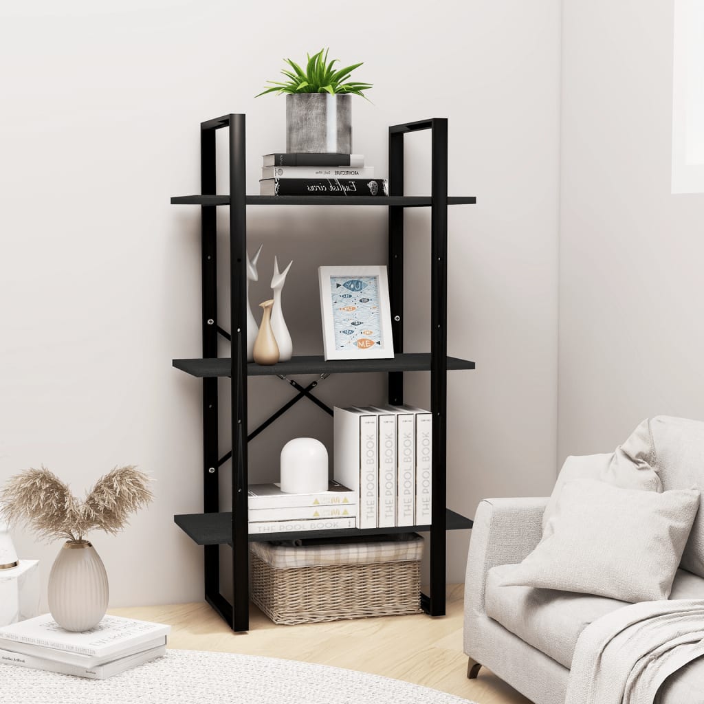 Standing Shelf Black 60x30x105 cm Solid Pine