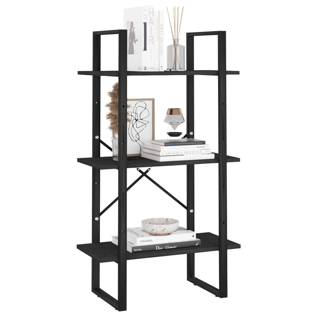 Standing Shelf Black 60x30x105 cm Solid Pine