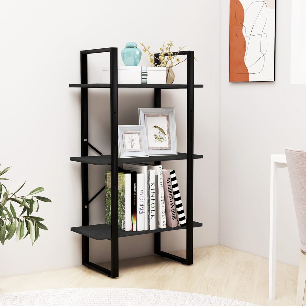 Standing Shelf Black 60x30x105 cm Solid Pine