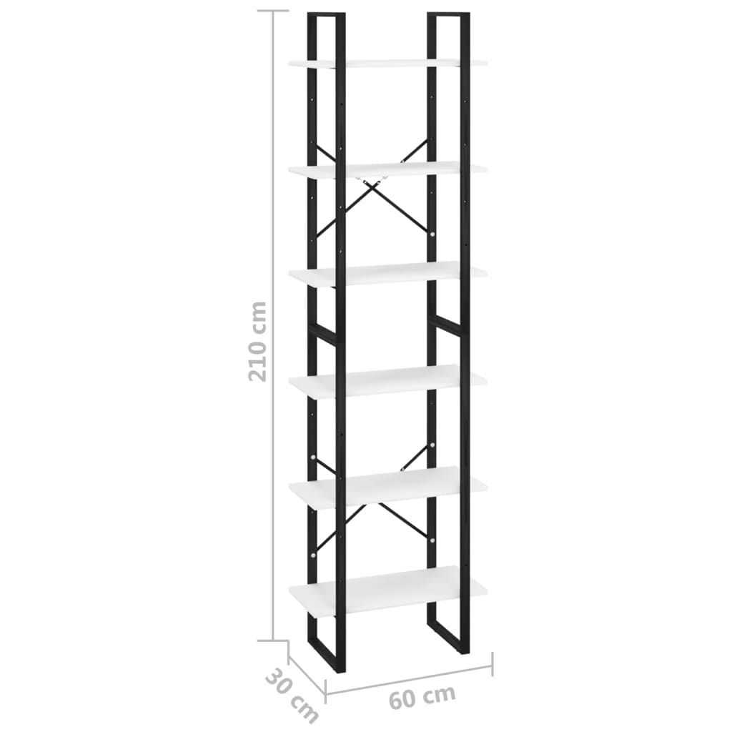 Storage Shelf White 60x30x210 cm Wood Material