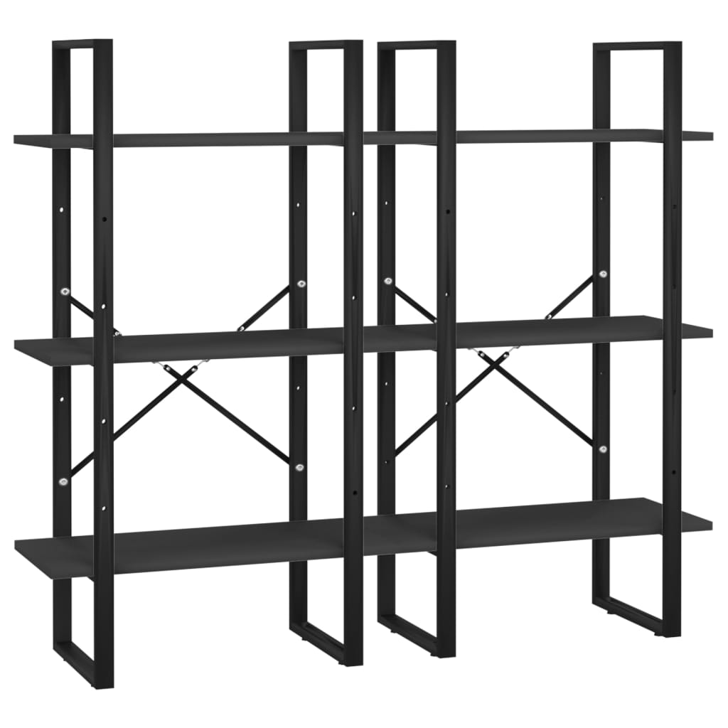 Storage Shelf Black 60x30x210 cm Wood Material