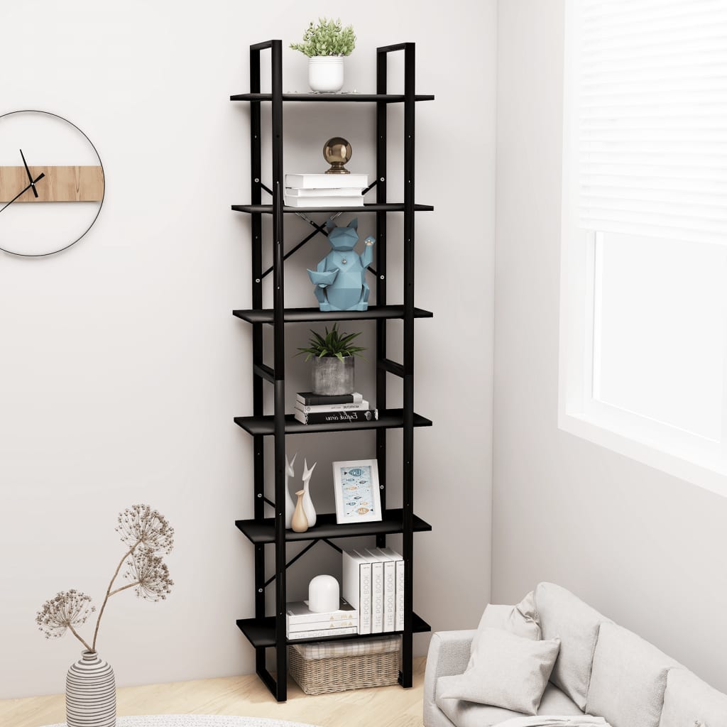 Storage Shelf Black 60x30x210 cm Wood Material