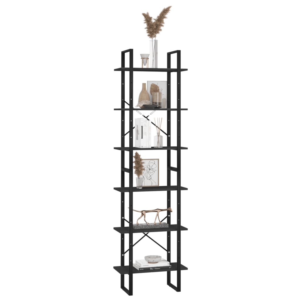 Storage Shelf Black 60x30x210 cm Wood Material