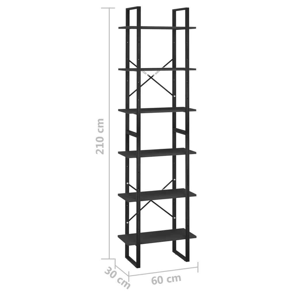 Storage Shelf Black 60x30x210 cm Wood Material