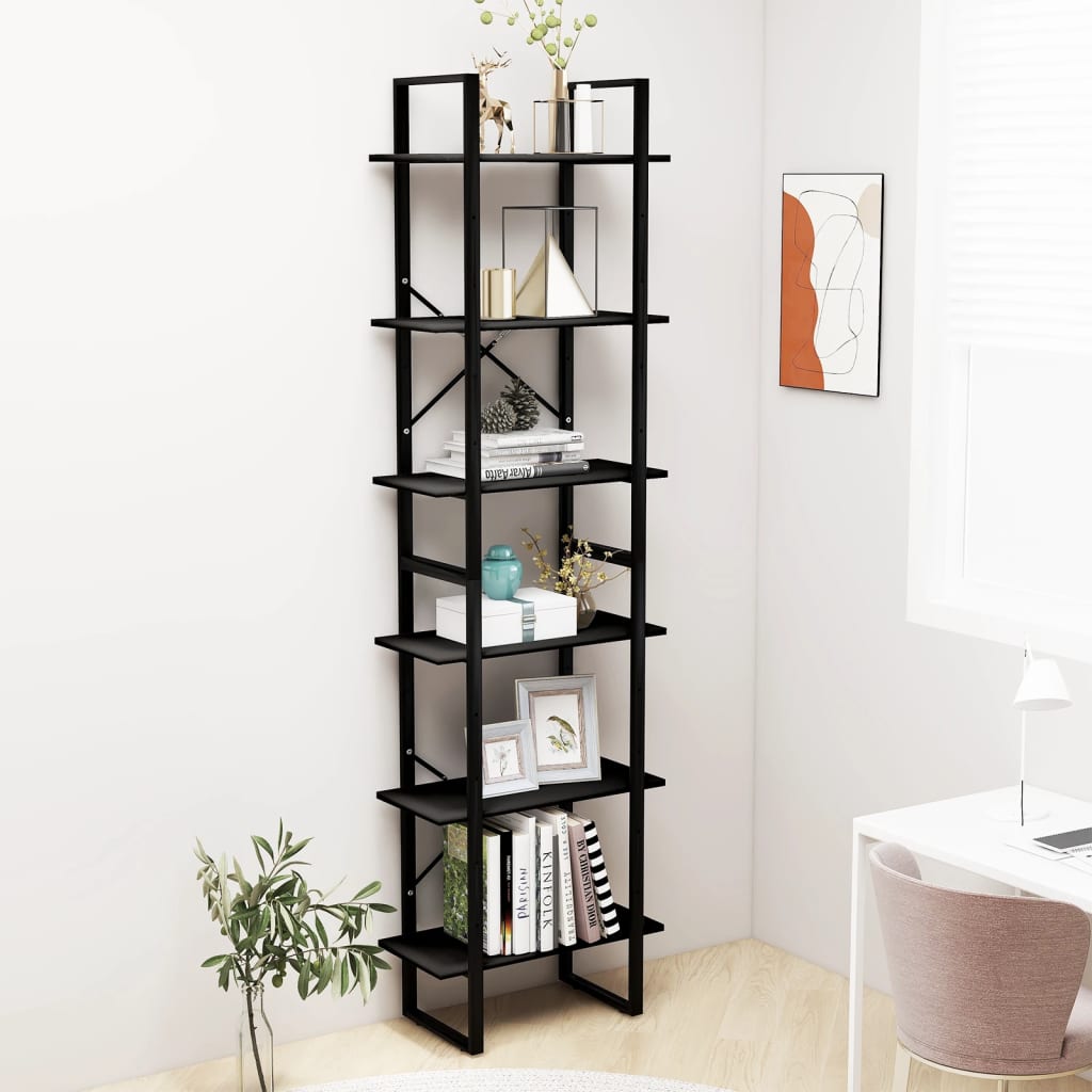 Storage Shelf Black 60x30x210 cm Wood Material