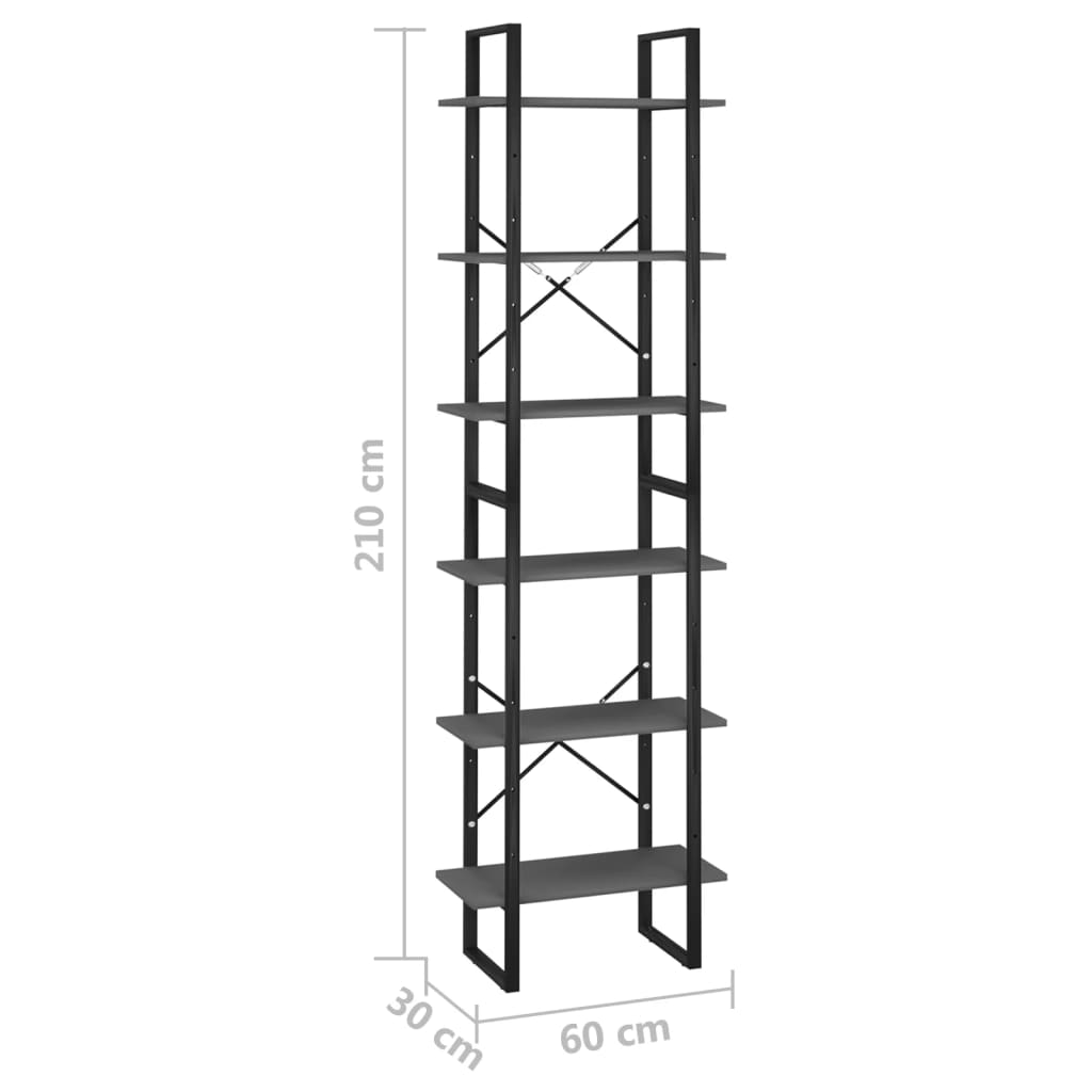 Storage Shelf Gray 60x30x210 cm Wood Material