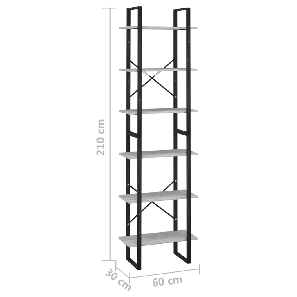 Storage shelf concrete grey 60x30x210 cm wood material