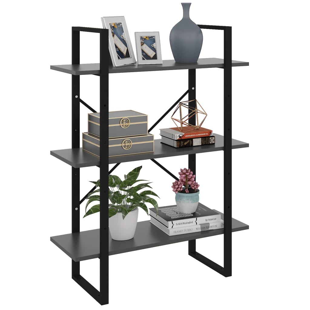 Bookshelf Grey 80x30x105 cm Wood Material